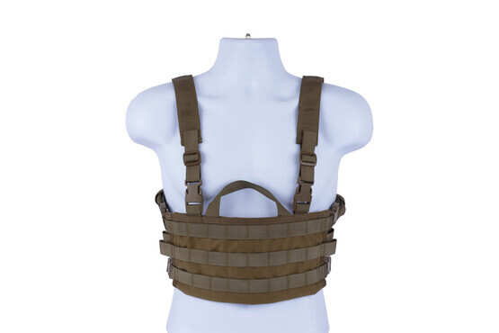 High Speed Gear AO chest rig is a lightweight modular load bearing vest in coyote brown